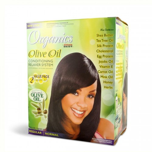 Africa's Best Olive Oil Conditioning No-Lye Relaxer Regular (Value Pack 2kits)